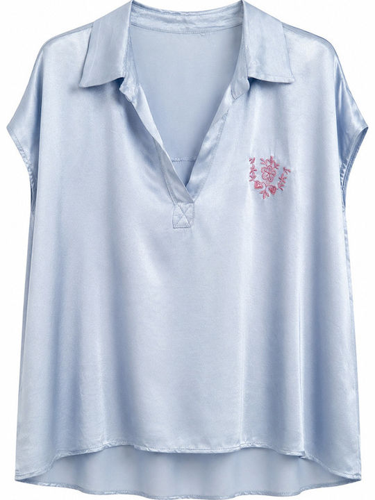 Women's Light Blue Set with Trousers with Elastic Band