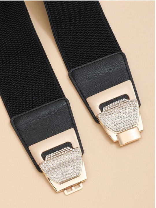 Wide Elastic Women's Black Belt