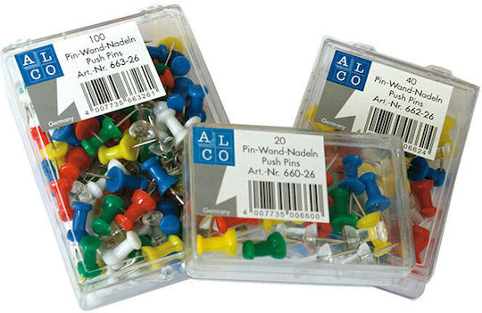 Alco Push Pins Cork Board 40/box Alco Assorted