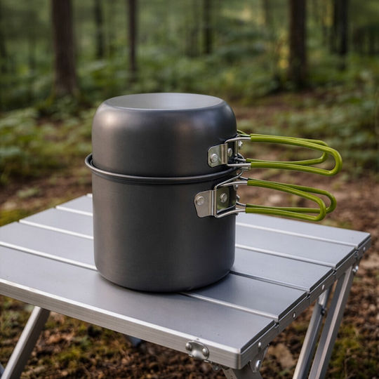 Set De Gătit Camping Zola 2 Oale 0,8/0,4 L Tacâmuri Pliabile Compacte Incluse Husă De Transport Gri