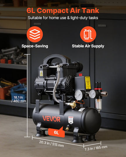 Vevor Air Compressor with 1hp Power and 6l Air Chamber