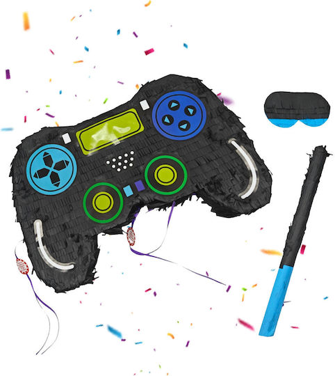 Relaxdays Set Pinata Gamer Baston Mască Albastră Galbenă Roșie 30x9x46 Cm