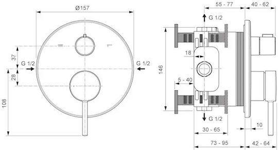 Ideal Standard Смесител Вградена Батерия за Душ 2 Изхода Сребриста
