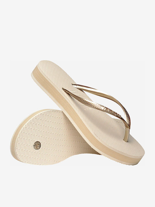 Slim Flatform Σαγιονάρες σε Μπεζ Χρώμα