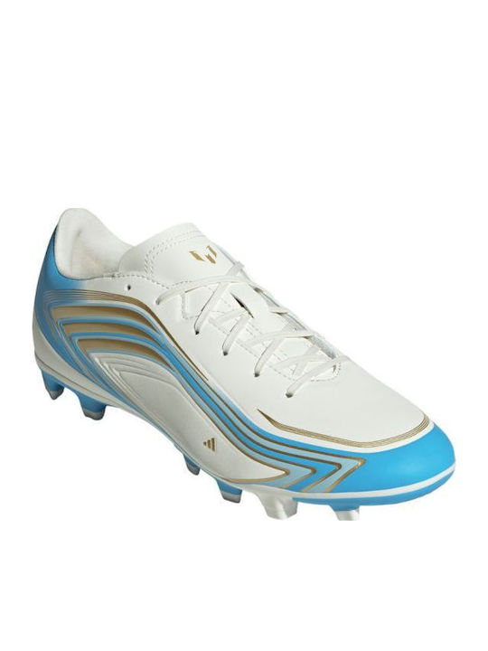 adidas F50 Messi Club Football Shoes with Cleats FG/MG Ivory Semi Blue Burst Icey Blue