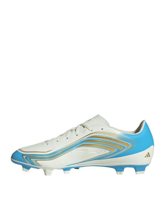 adidas F50 Messi Club Football Shoes with Cleats FG/MG Ivory Semi Blue Burst Icey Blue