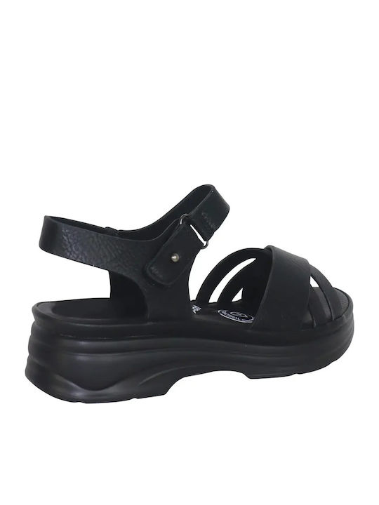 Γυναικεία Ανατομικά Σανδάλια Flatforms Μαύρα
