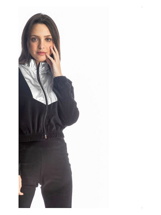 Damen-Strickjacke mit Reißverschluss Schwarz