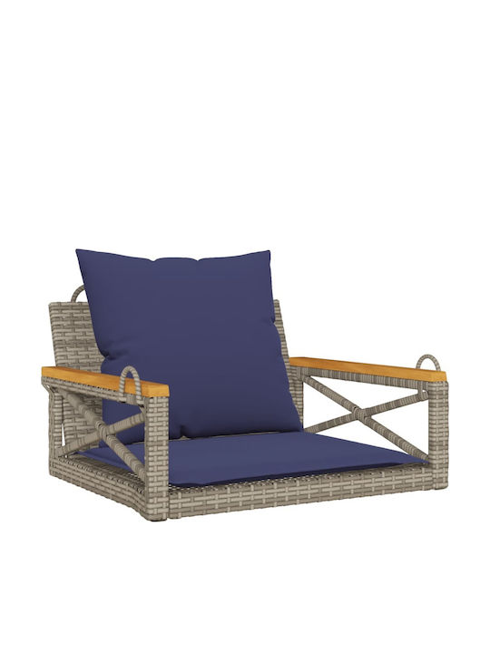 Swing Armchair with Stand and Pillow Rattan Gray L63xW62xH40cm