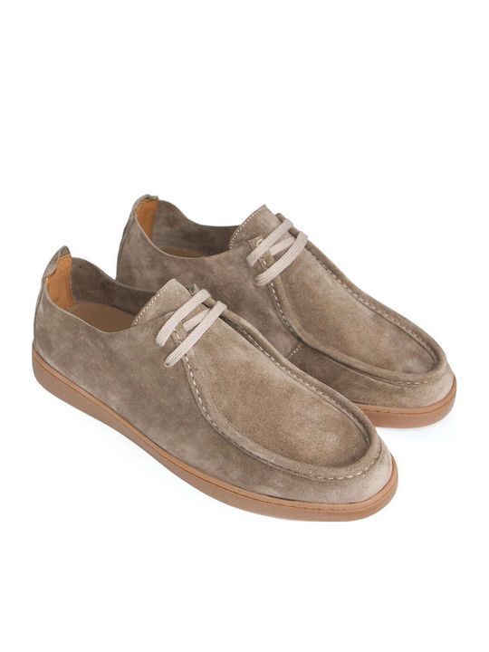 Leather Men's Moccasins In Tabac Brown Colour