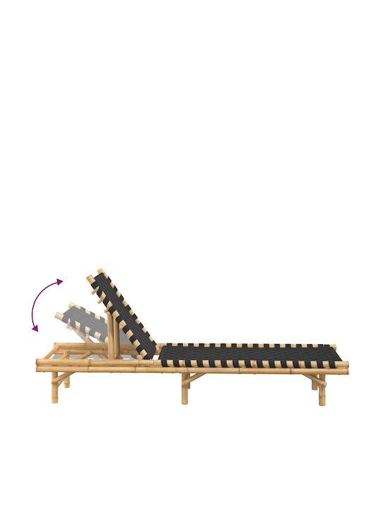 Bamboo Garden & Pool Deckchair Black 199x55x30cm