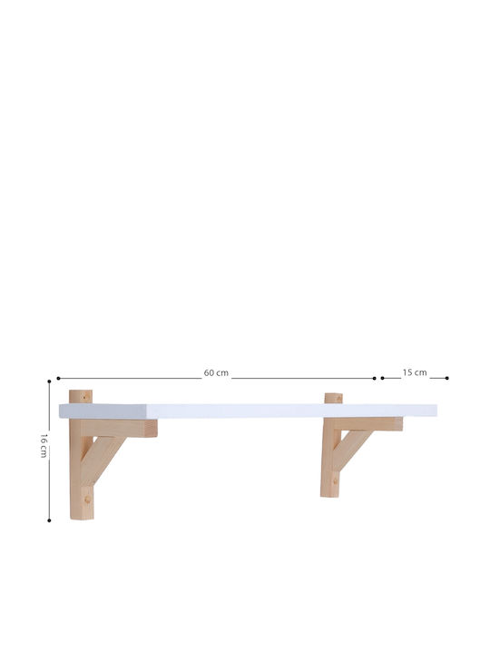 Kids Wall Mount Shelving Unit White 60x15x15cm