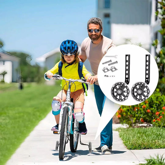 Set Roți de Antrenament Bicicletă Multicolor cu Iluminare LED 2 Reglabile 12-20 Inch