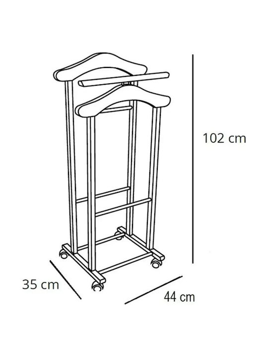 Arredamenti Italia Kremastră De Podea Pe Roți Din Lemn Bej 44x35x102cm