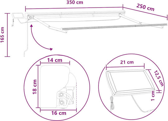 vidaXL Grey Awning Frame with PU Coating 2.5x3.5m