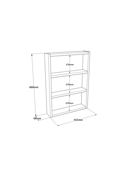 Black Wall Shelves (3 Pieces) 43.2x9x60cm
