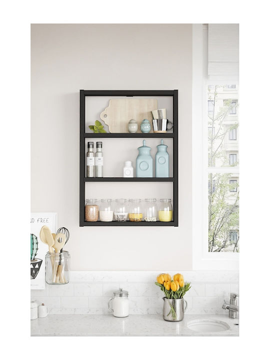 Black Wall Shelves (3 Pieces) 43.2x9x60cm