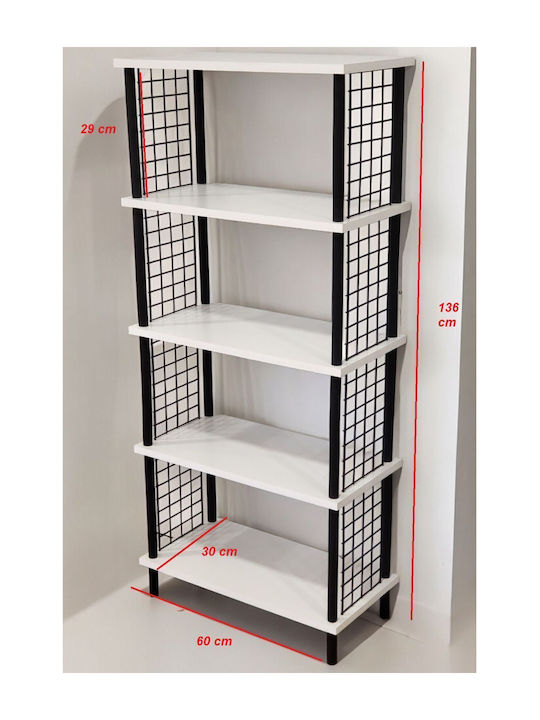 Βιβλιοθήκη Λευκή 60x30x136εκ.