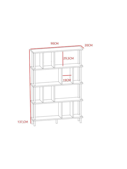 Gray Bookcase 90x20x137cm