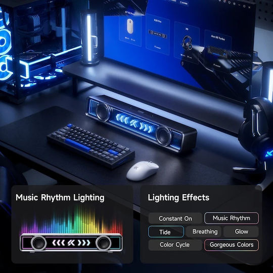 MCHOSE K20 Pro Ηχεία Υπολογιστή 7.1 με RGB Φωτισμό και Bluetooth Ισχύος 10W Μαύρα