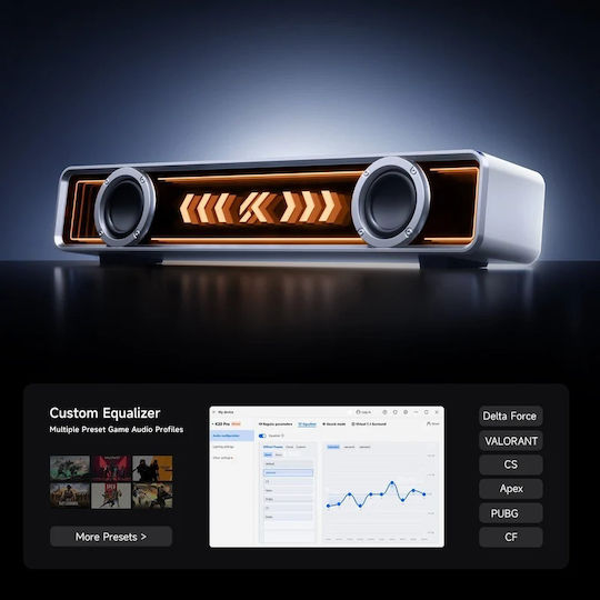 MCHOSE K20 Pro Ηχεία Υπολογιστή 7.1 με RGB Φωτισμό και Bluetooth Ισχύος 10W Λευκά