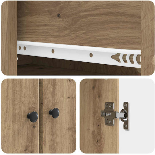 Wall Living Room Cabinet Made of Particle Board in Oak 66x34.5x90cm