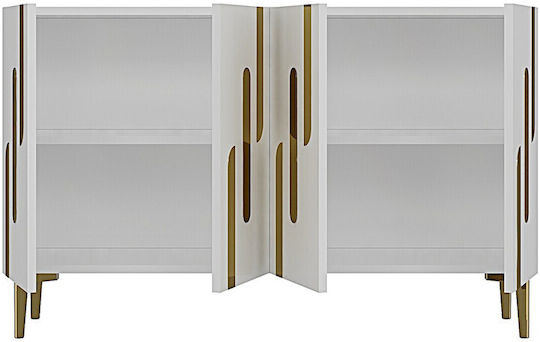 SteweHome Holzsideboard mit Spiegel Brauntöne 120x32x75cm