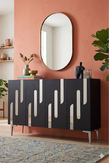 Μπουφές Ξύλινος με Καθρέπτη Καφέ 120x32x75cm