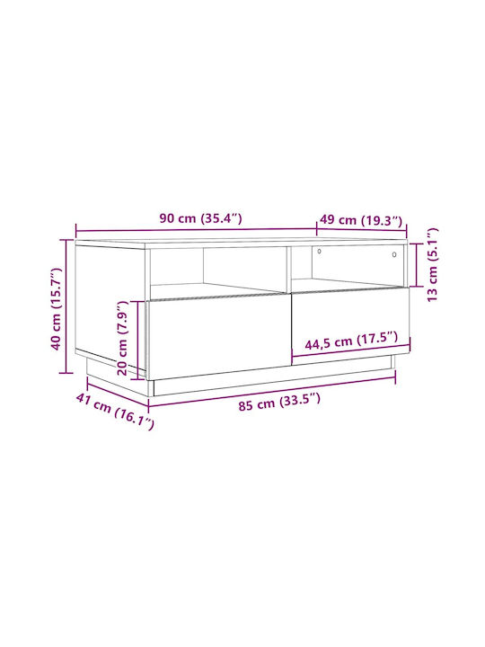 vidaXL Kaffeetisch Zentral Rechteckig Holz Schwarz M90xP49xH40cm