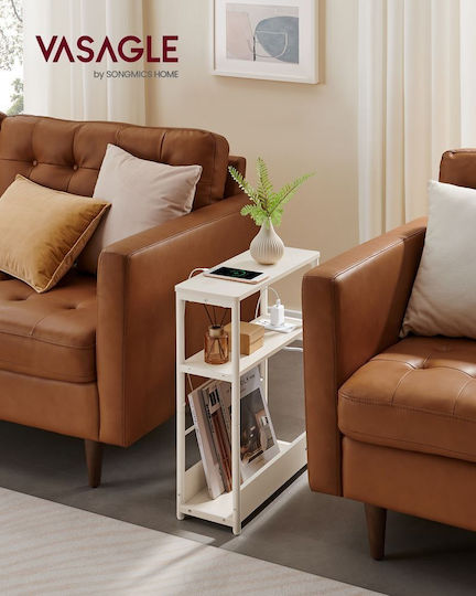 Ορθογώνιο Βοηθητικό Τραπεζάκι Ξύλινο Cream White Μ45xΠ18xΥ58εκ.