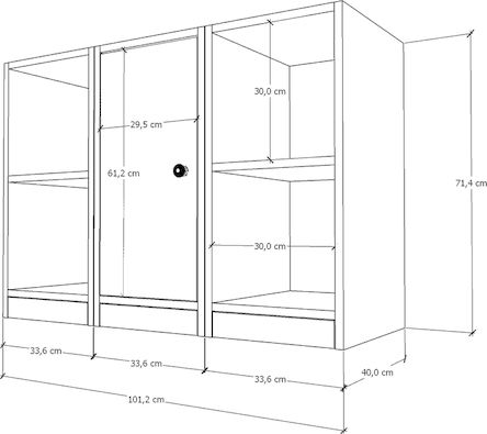 Буфет от Метал с Чекмеджета Бял 98x40x72см