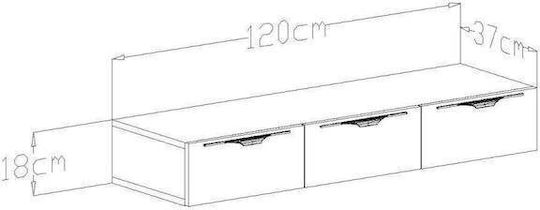Wooden Console White Length 120cm Width 18cm Height 18cm