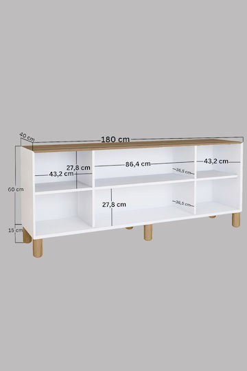 SteweHome Holz Sideboard Mehrfarbig 180x40x75cm