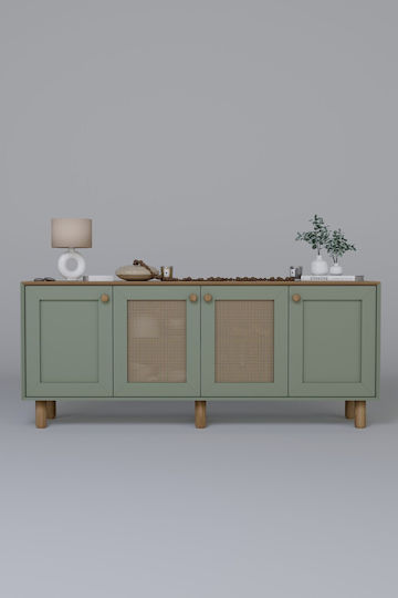 Wooden Sideboard Green 180x40x75cm