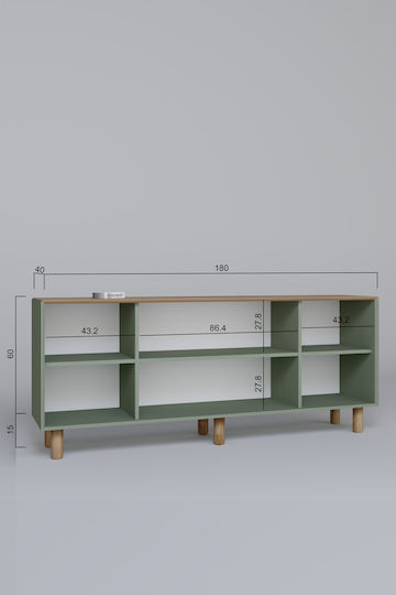 Буфет Дървен Зелен 180x40x75см