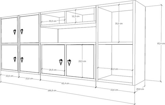 Буфет от Метал Бял 135x30x66см