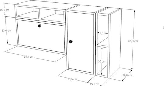 Буфет Дървен Бял 114x30x66см