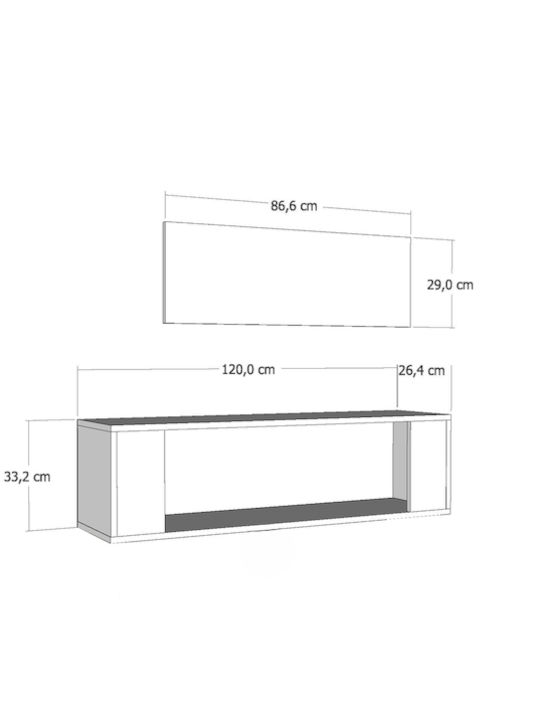 Stand TV Alb L120xA33xÎ33cm