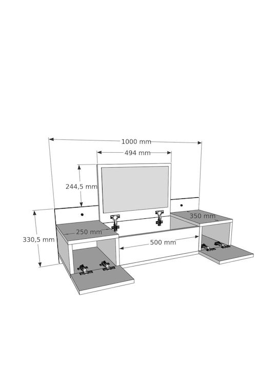 TV-Ständer Grau M100xP35xHöhe33.05cm