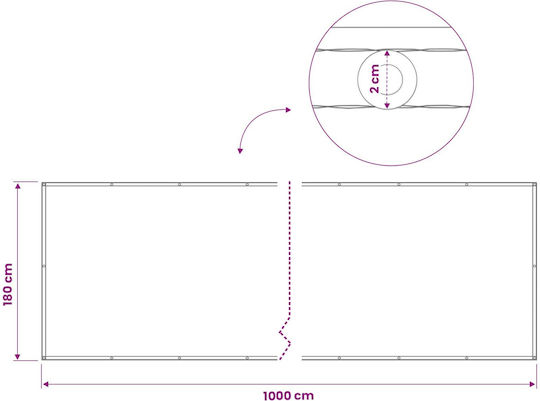 vidaXL Διαχωριστικό Σκίασης Μπλε με Επίστρωση PU 1.8x10x10m 160gr/m²