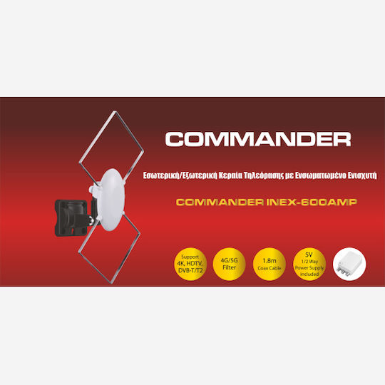 Commander INEX-600AMP Indoor / Outdoor TV Antenna Does Not Require Power