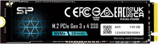 Silicon Power P34A60 SSD 128GB M.2 Type with PCI Express 3.0 Connection SP128GBP34A60M28