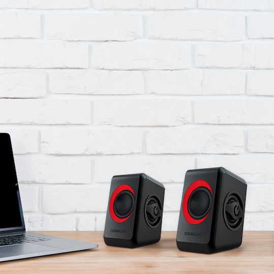 Sonic Gear Quatro 2 Компютърни тонколони 2.0 с мощност 6W в Червен цвят