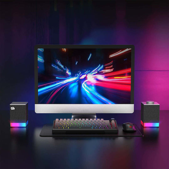 Redragon Ηχεία Υπολογιστή 2.0 με RGB Φωτισμό και Bluetooth Ισχύος 10W Μαύρα