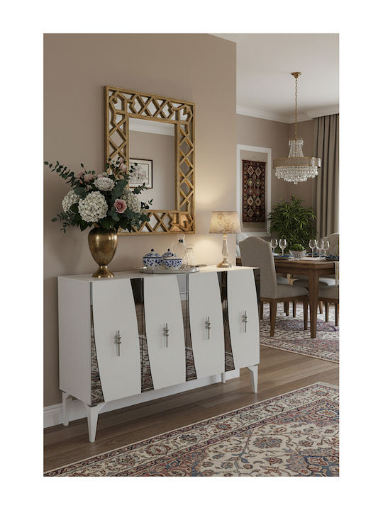 SteweHome Sideboard Holz 120x32x79cm Weiß