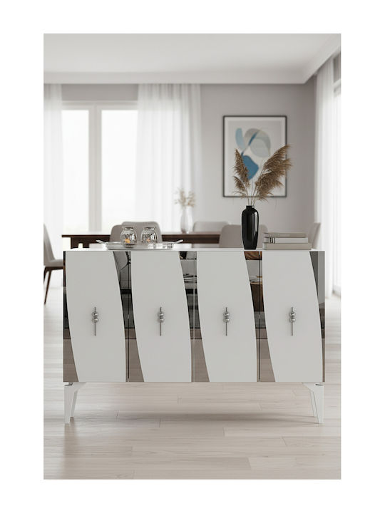 SteweHome Sideboard Holz 120x32x79cm Weiß
