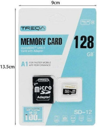 Treqa SD-12 SDHC 128GB U1 A1 UHS-I 100MB/s με αντάπτορα