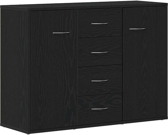 Μπουφές Ξύλινος με Συρτάρια Μαύρη Δρυς 88x30x64cm