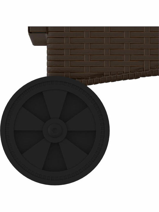 Rattan Deckchair with Pillow & Wheels Brown 161x61x87cm