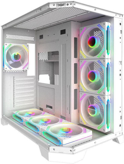 Aqirys Titan Gaming Midi Tower Κουτί Υπολογιστή με Πλαϊνό Παράθυρο και ARGB Φωτισμό Λευκό